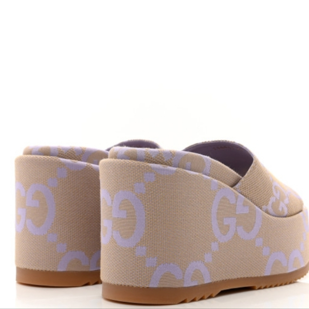 Gucci Monogram Jumbo GG Platform Slides 42 - Picture 4 of 9